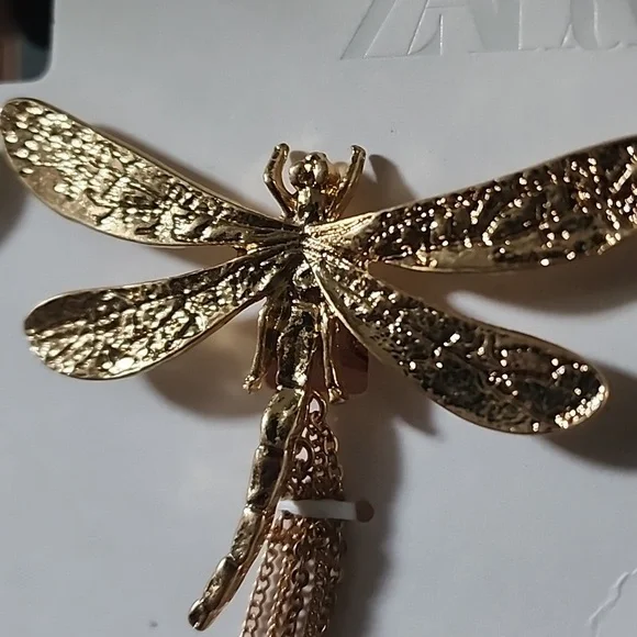 Zara Gold Dragonfly Earrings - Picture 8 of 12